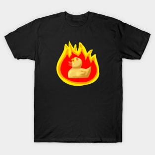 Funny Angry Rubber Duck On Fire T-Shirt